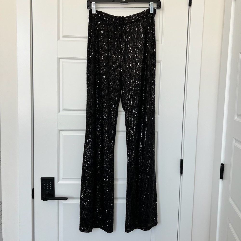 In Italy Wide Leg Sequin Pants - One Size